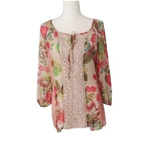 Anthropologie Meadow Rue Floral Multi Color Top Size Large